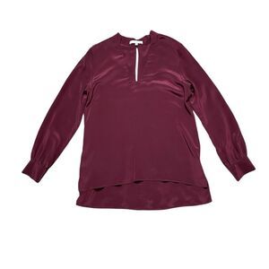 LAVENDER BROWN Elegant Burgundy Women's Silk Top Size Small